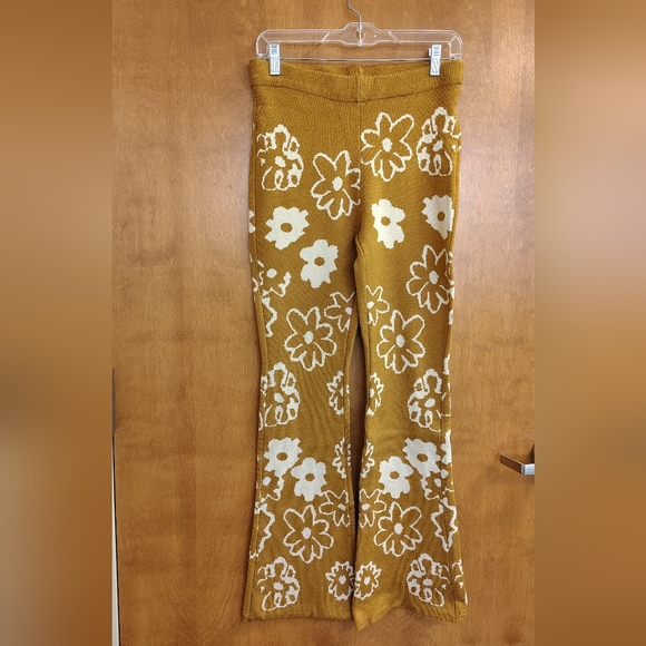 molly green Pants - Molly Green Floral Patterned Camel And Cream Women Sweater Flare Pants